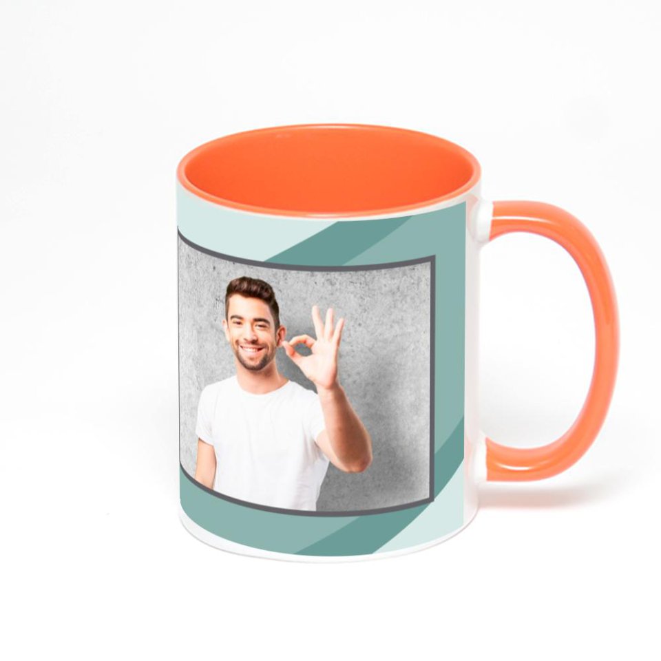 Оранжевая кружка с фотопечатью