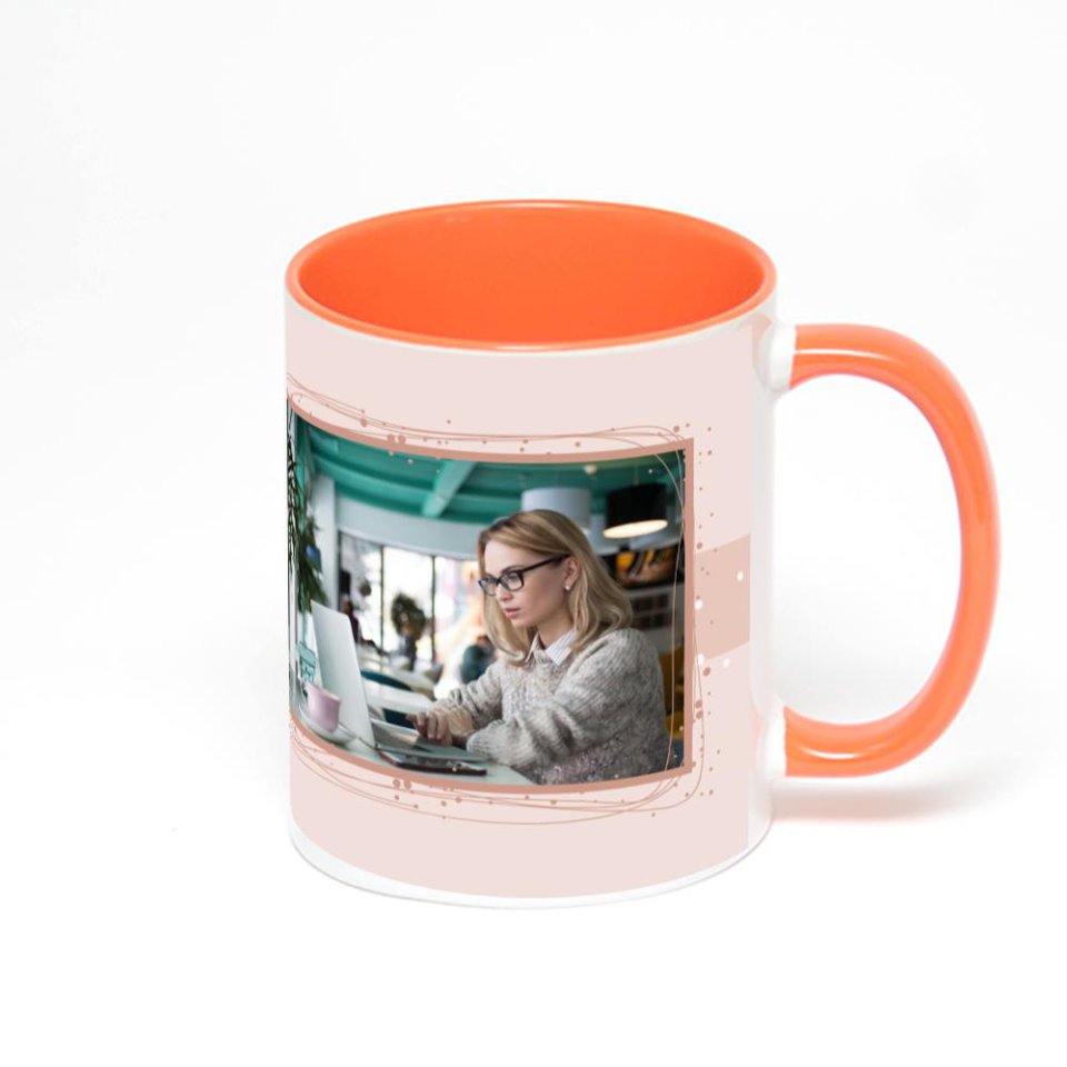 Оранжевая кружка с фотопечатью