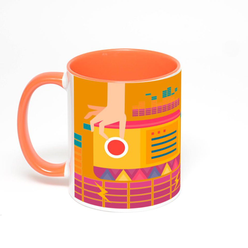 Оранжевая кружка с фотопечатью