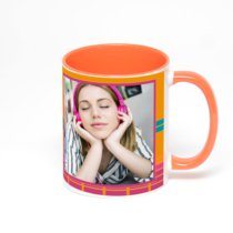 Оранжевая кружка с фотопечатью
