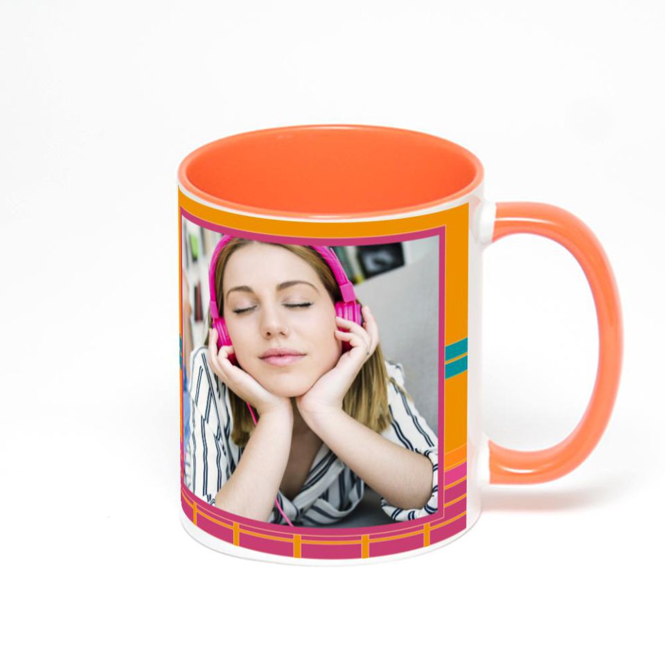Оранжевая кружка с фотопечатью
