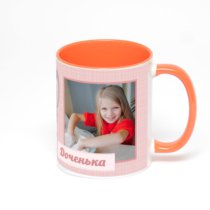 Оранжевая кружка с фотопечатью
