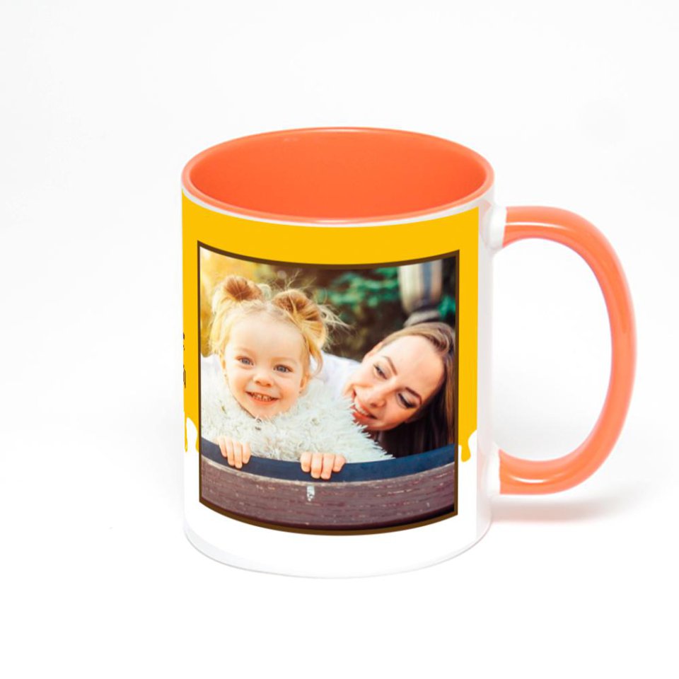 Оранжевая кружка с фотопечатью