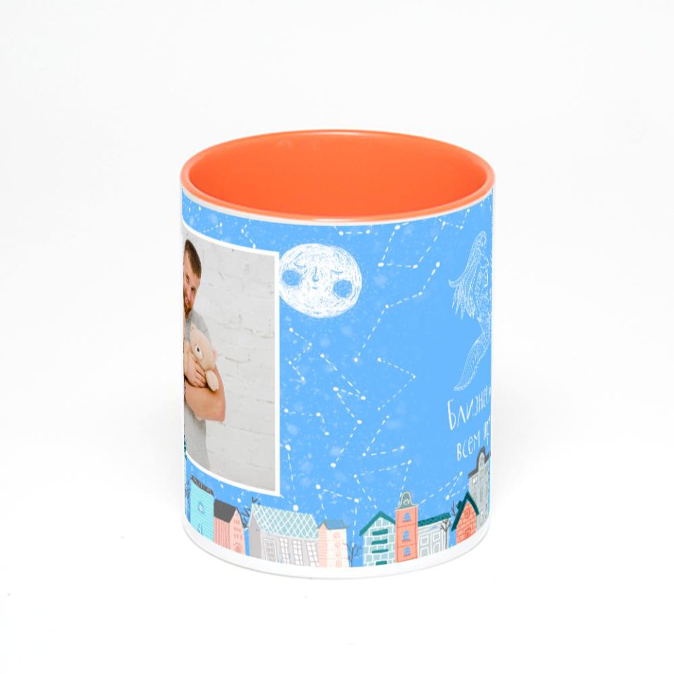Оранжевая кружка с фотопечатью
