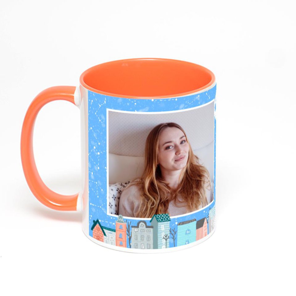 Оранжевая кружка с фотопечатью
