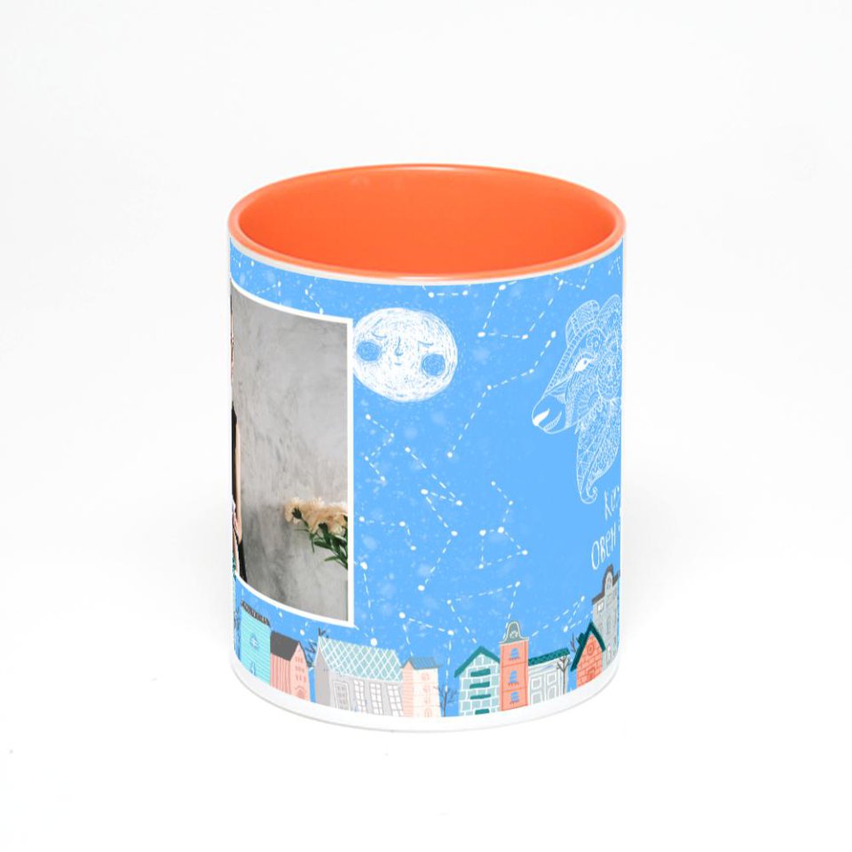 Оранжевая кружка с фотопечатью