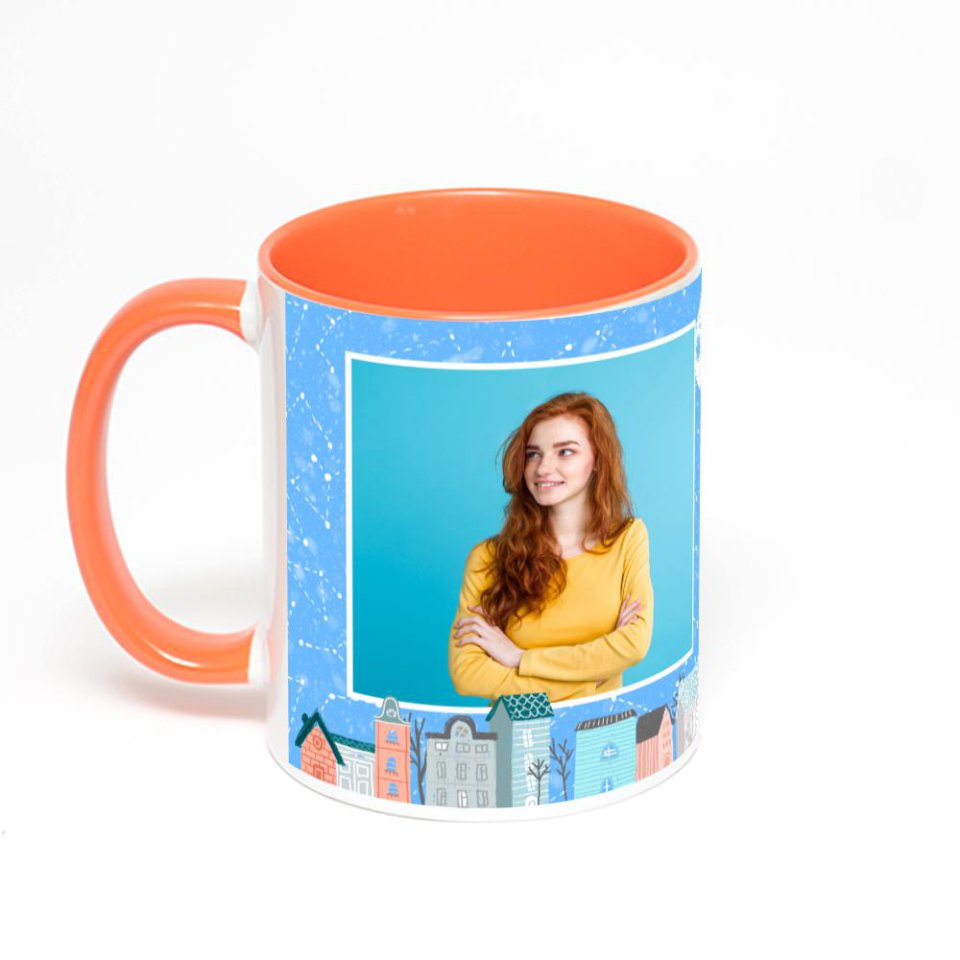 Оранжевая кружка с фотопечатью