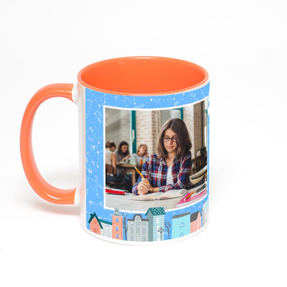 Оранжевая кружка с фотопечатью