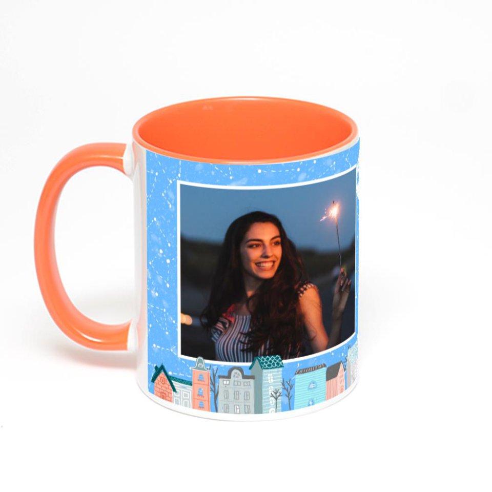 Оранжевая кружка с фотопечатью