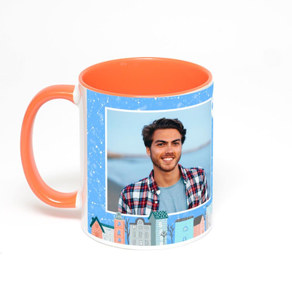 Оранжевая кружка с фотопечатью