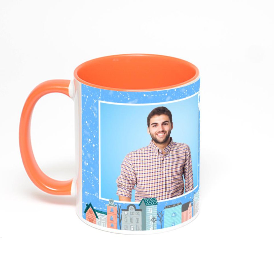 Оранжевая кружка с фотопечатью