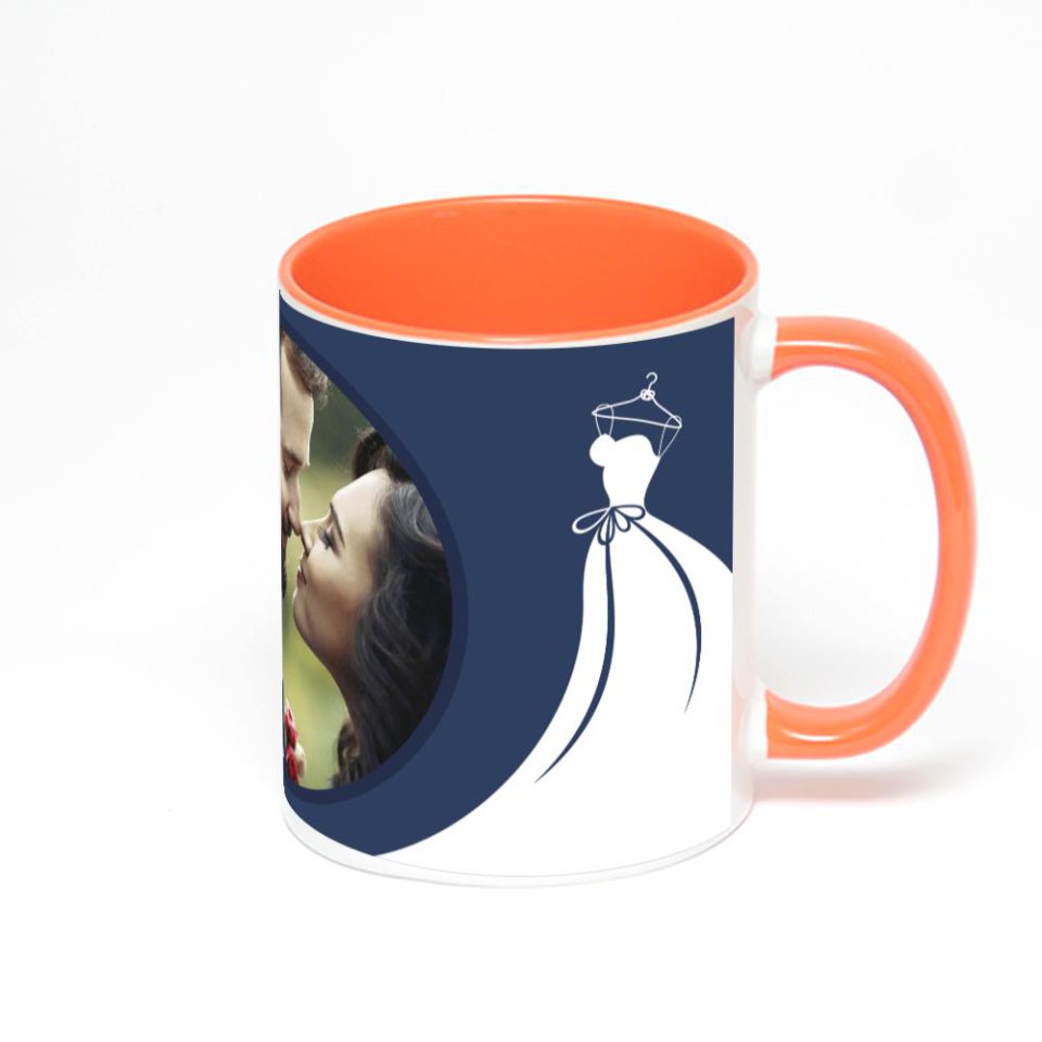 Оранжевая кружка с фотопечатью