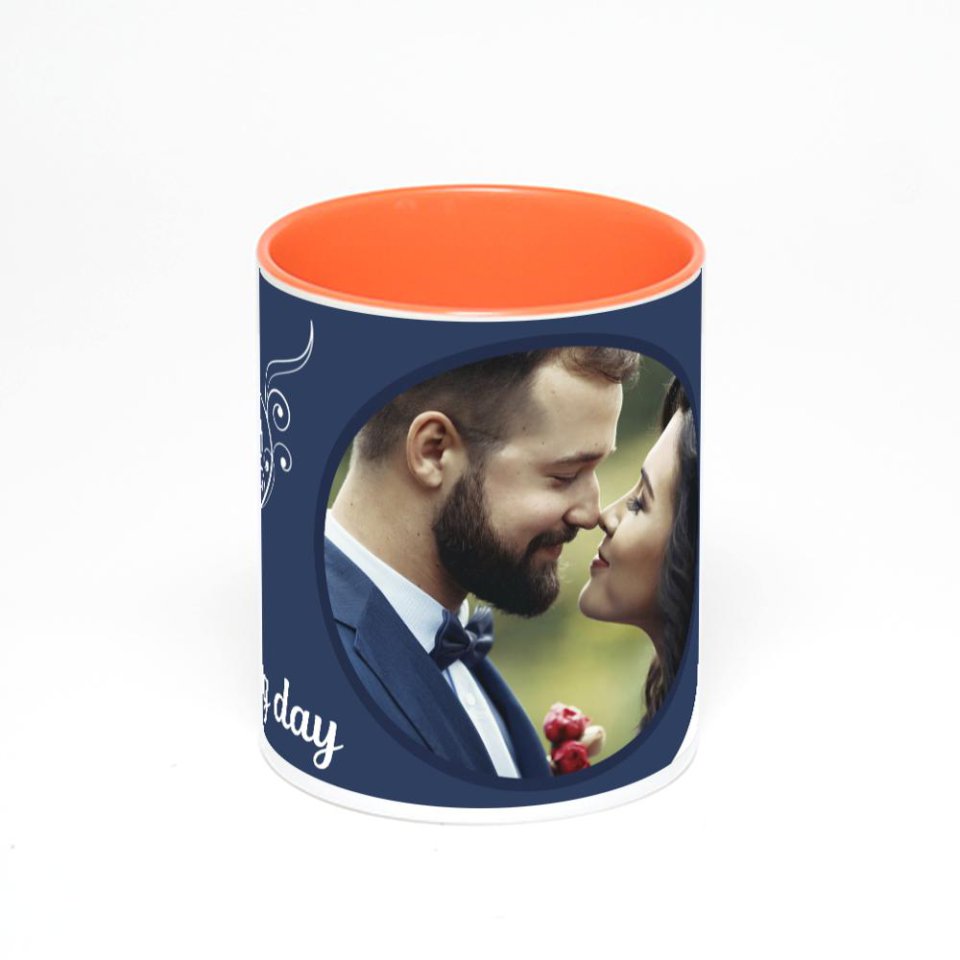 Оранжевая кружка с фотопечатью