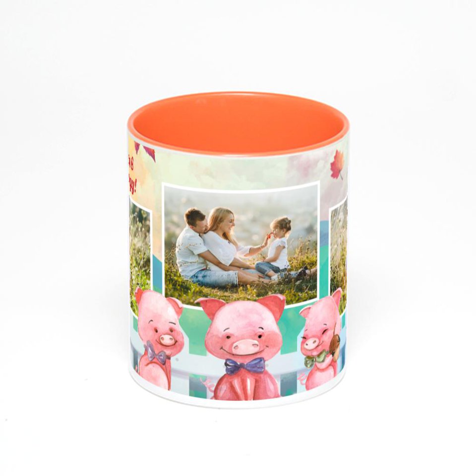 Оранжевая кружка с фотопечатью