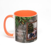 Оранжевая кружка с фотопечатью