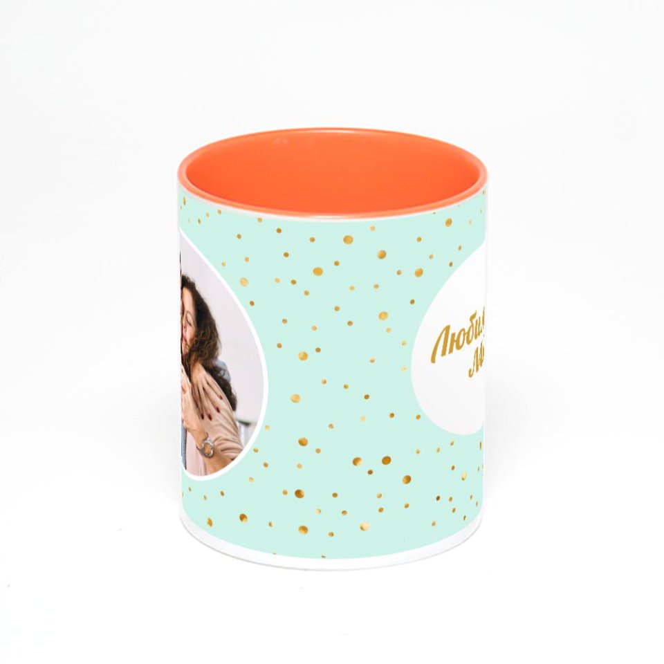Оранжевая кружка с фотопечатью