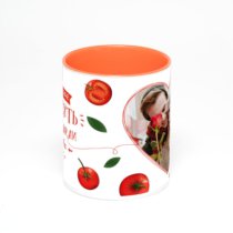 Оранжевая кружка с фотопечатью