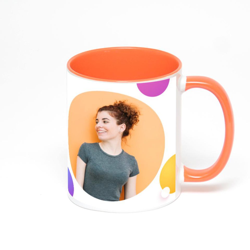 Оранжевая кружка с фотопечатью