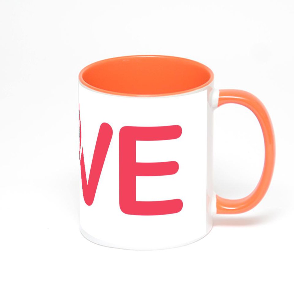 Оранжевая кружка с фотопечатью