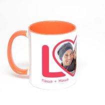 Оранжевая кружка с фотопечатью