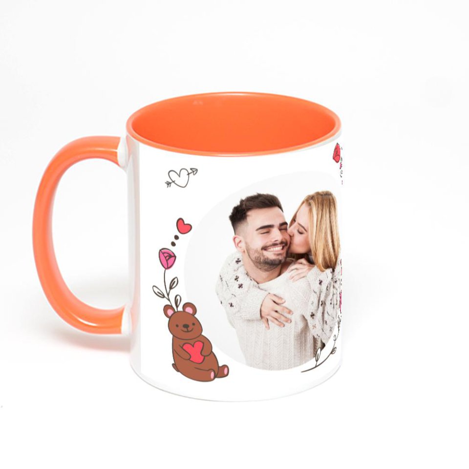Оранжевая кружка с фотопечатью