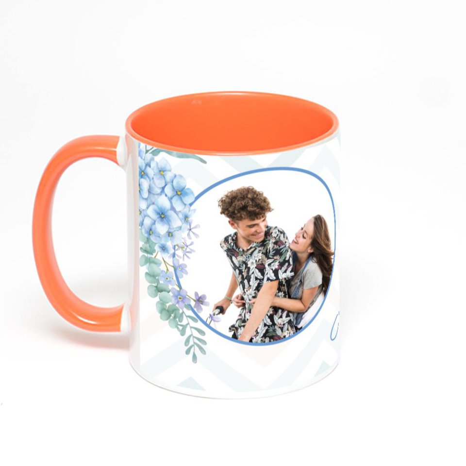 Оранжевая кружка с фотопечатью