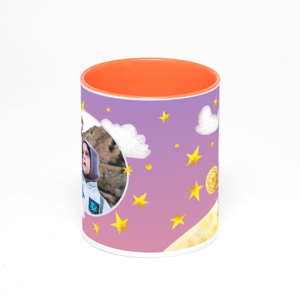Оранжевая кружка с фотопечатью