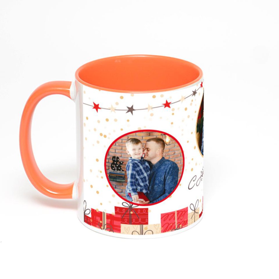 Оранжевая кружка с фотопечатью