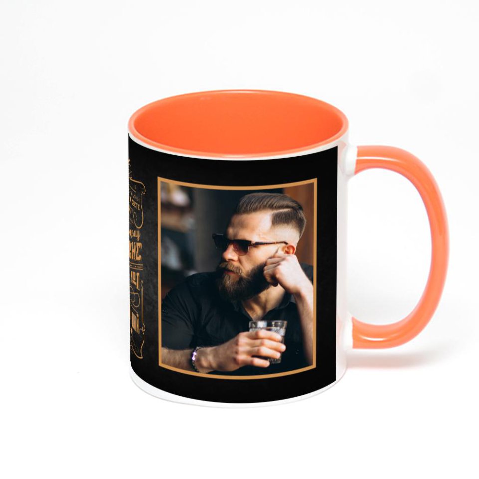 Оранжевая кружка с фотопечатью