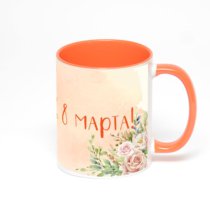 Оранжевая кружка с фотопечатью