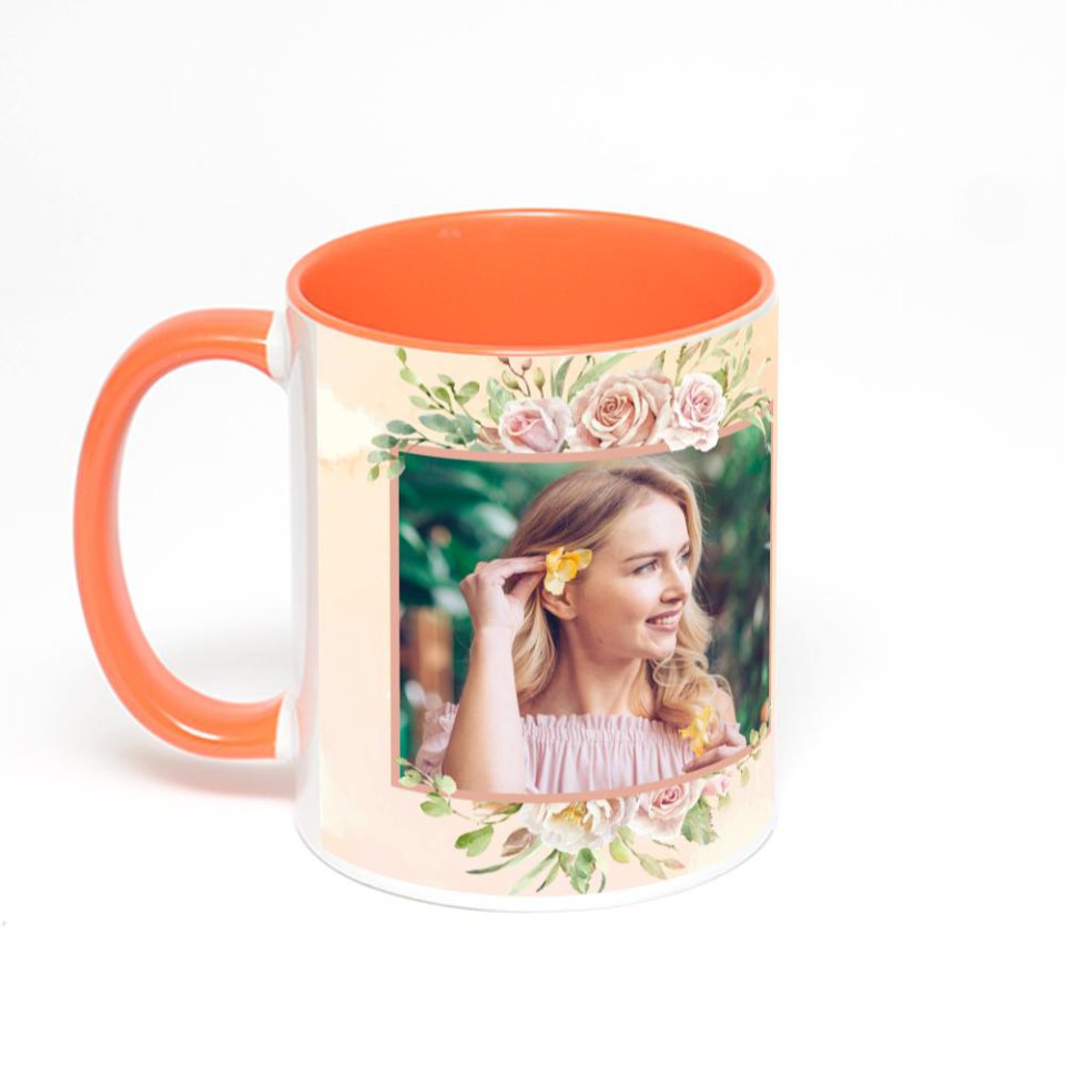 Оранжевая кружка с фотопечатью