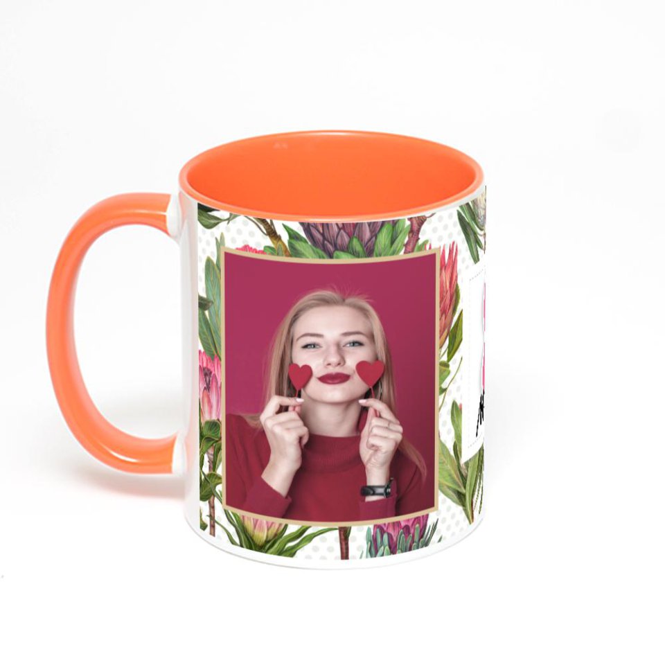 Оранжевая кружка с фотопечатью