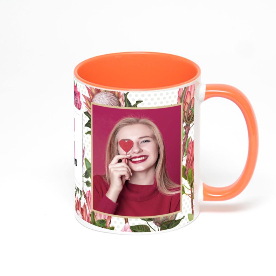 Оранжевая кружка с фотопечатью