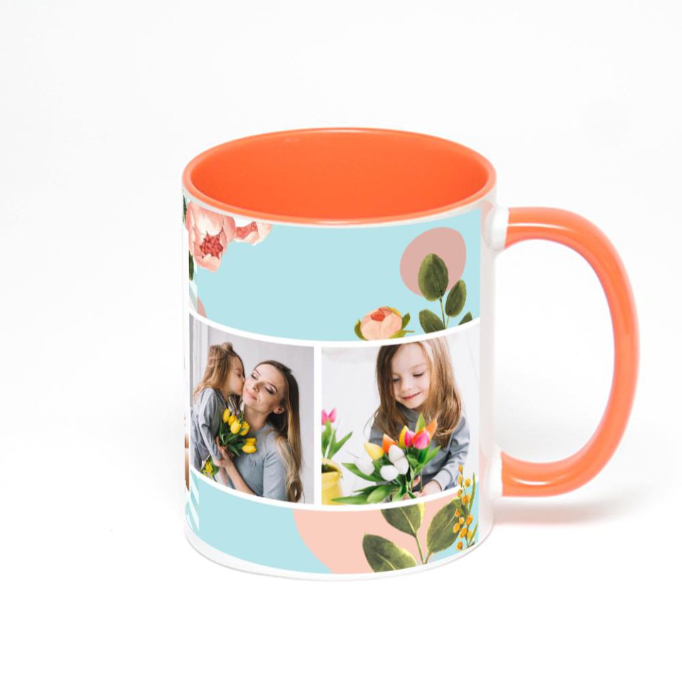 Оранжевая кружка с фотопечатью