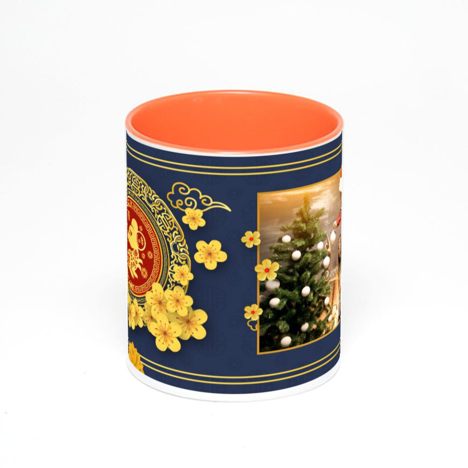 Оранжевая кружка с фотопечатью