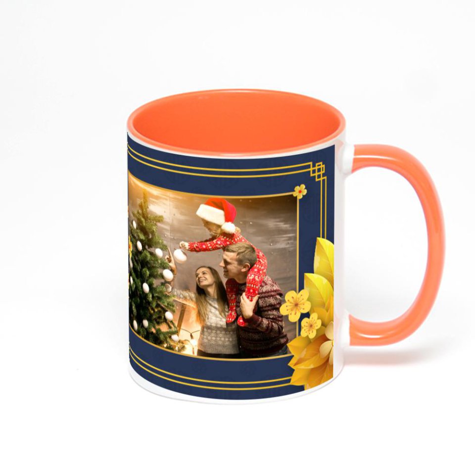 Оранжевая кружка с фотопечатью