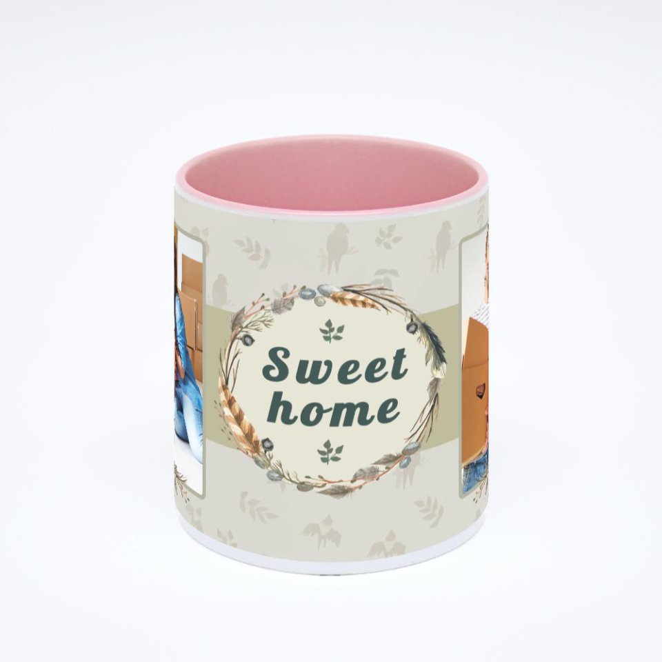 Розовая кружка с фотопечатью