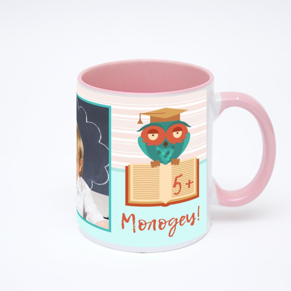 Розовая кружка с фотопечатью