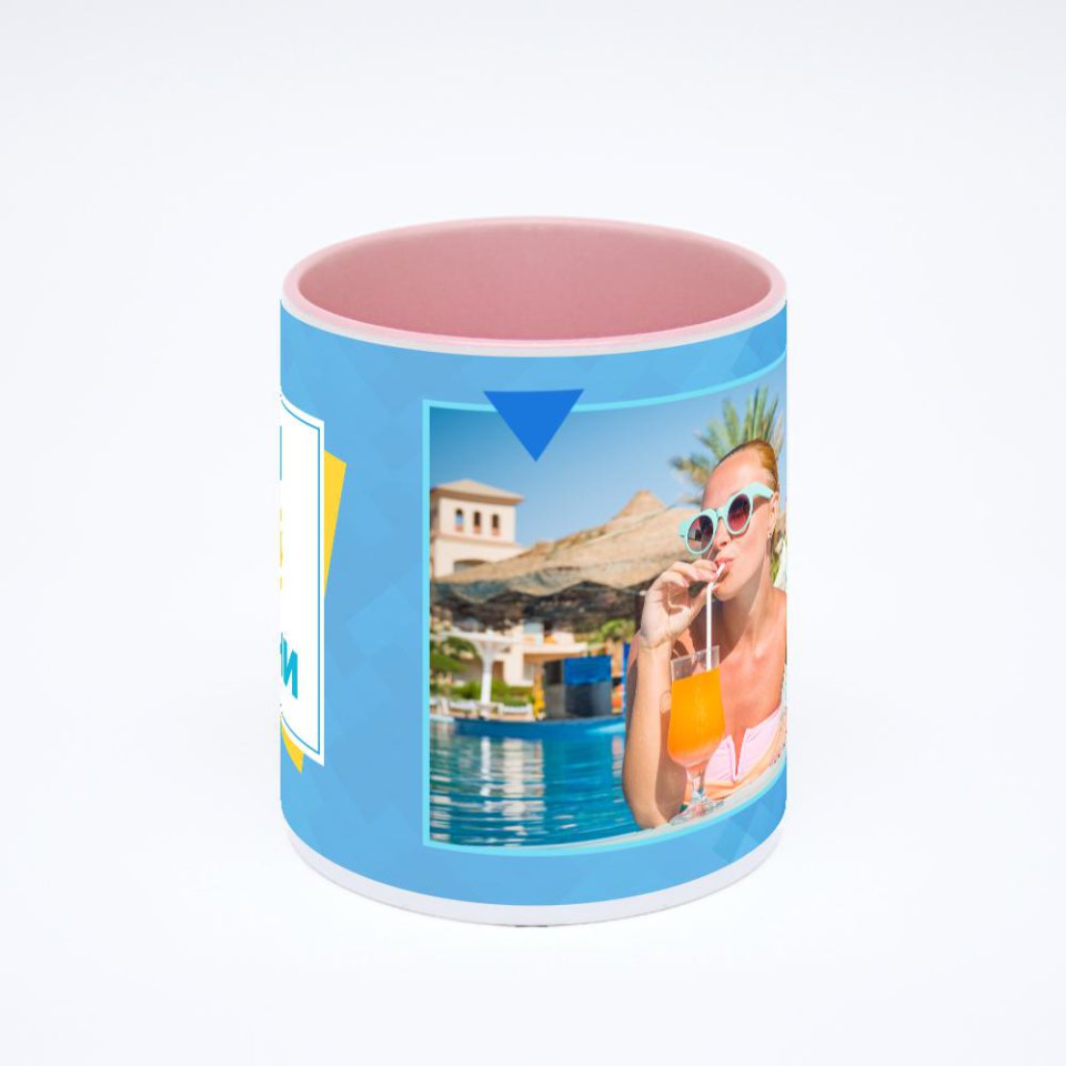 Розовая кружка с фотопечатью