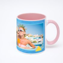 Розовая кружка с фотопечатью