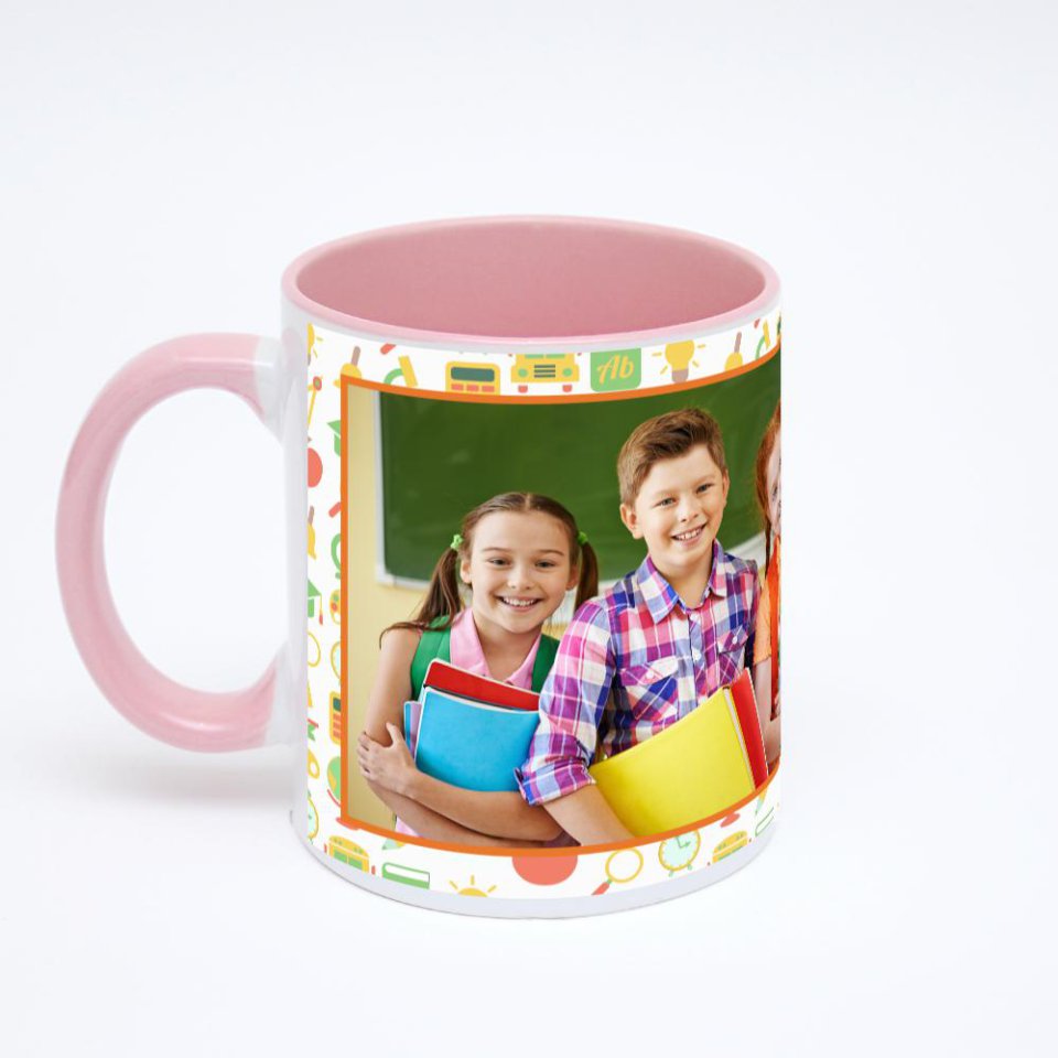 Розовая кружка с фотопечатью