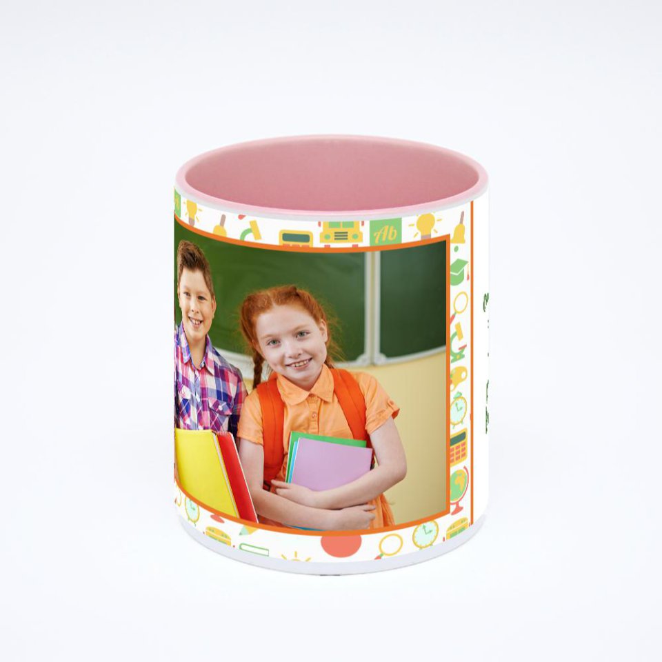 Розовая кружка с фотопечатью
