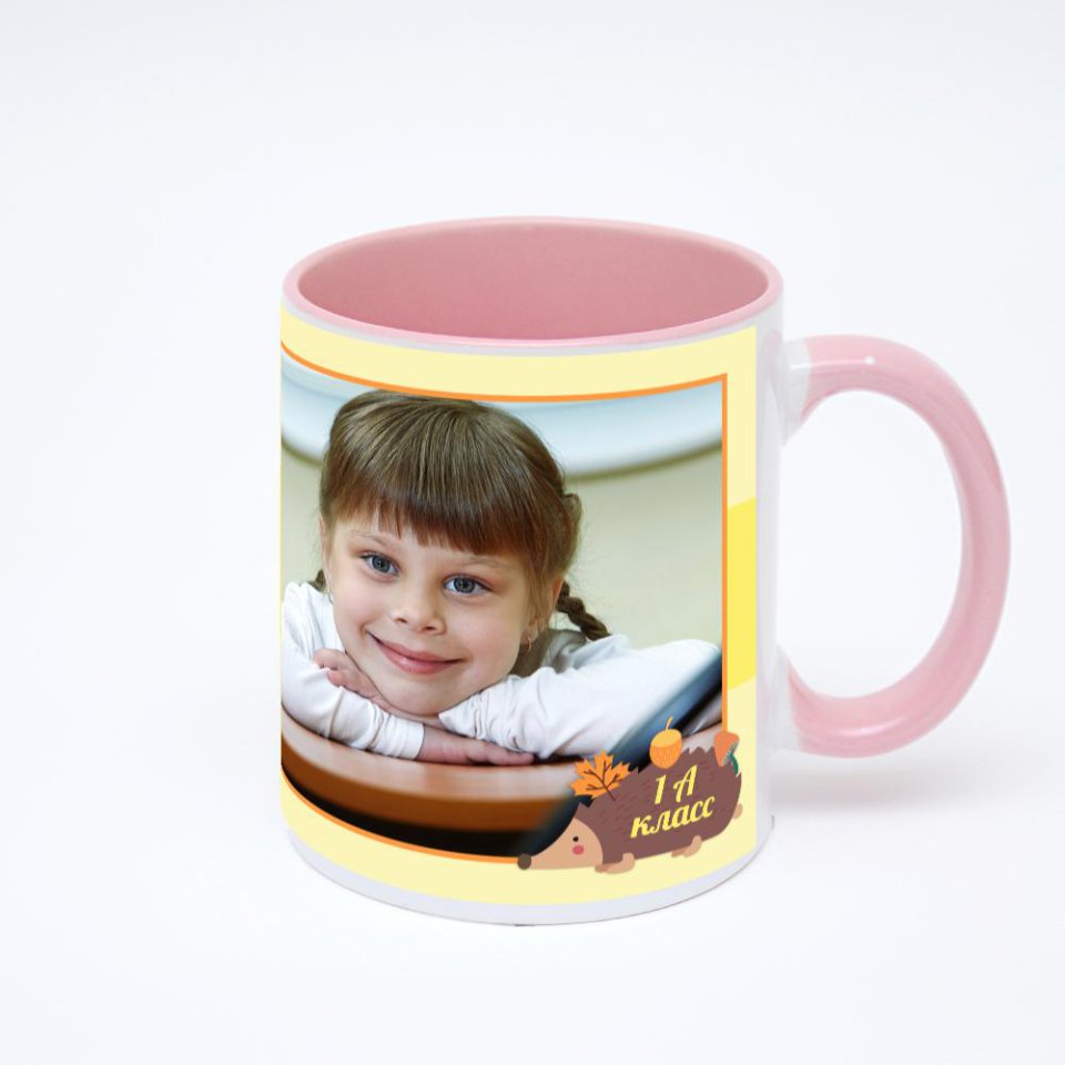 Розовая кружка с фотопечатью