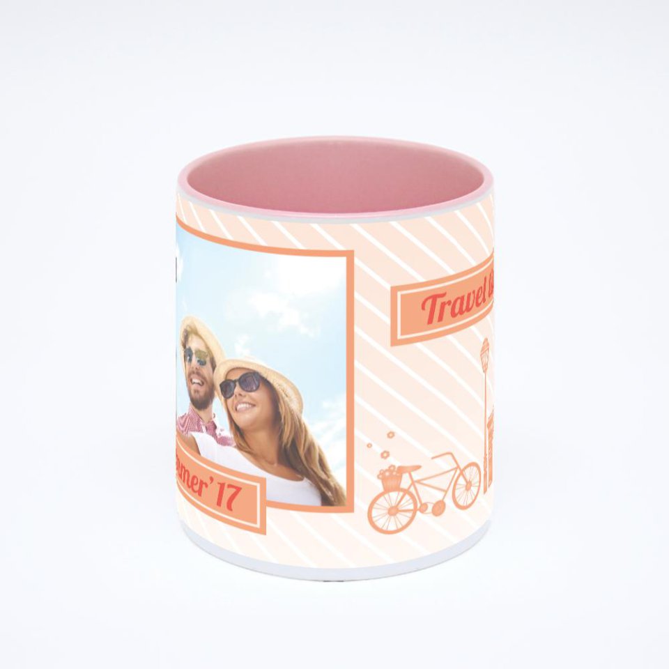 Розовая кружка с фотопечатью
