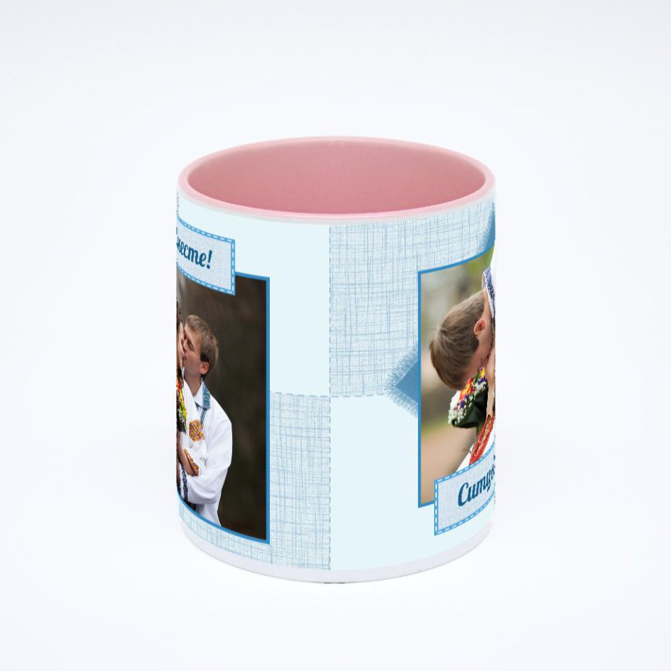 Розовая кружка с фотопечатью