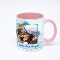 Розовая кружка с фотопечатью