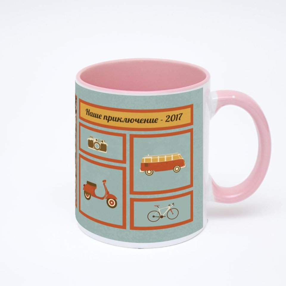 Розовая кружка с фотопечатью