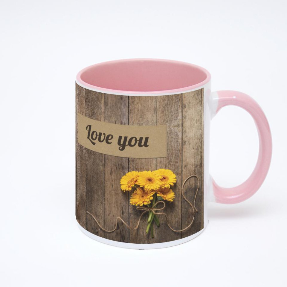 Розовая кружка с фотопечатью