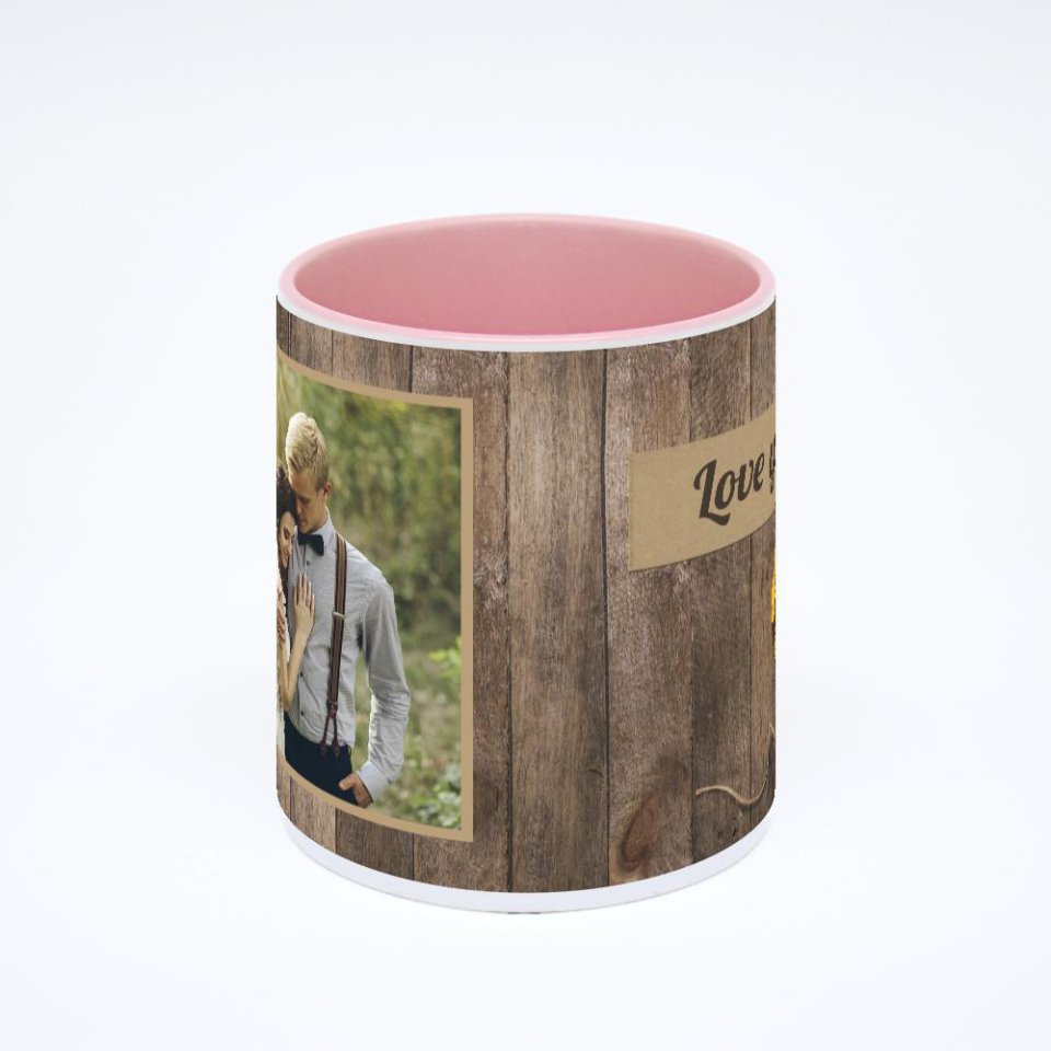 Розовая кружка с фотопечатью