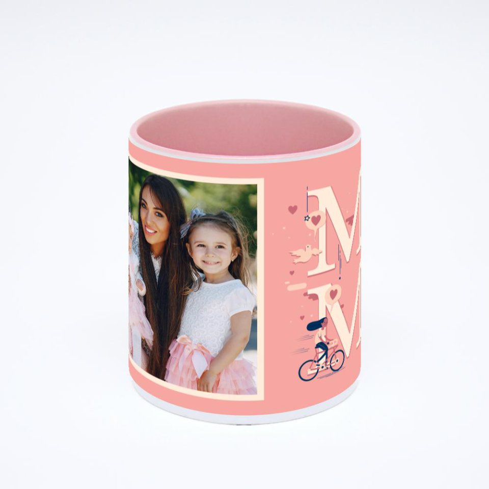 Розовая кружка с фотопечатью
